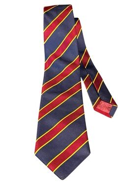 Kent & Curwen Silk Stripe Tie Navy Burgundy Gold Club Stripe England British